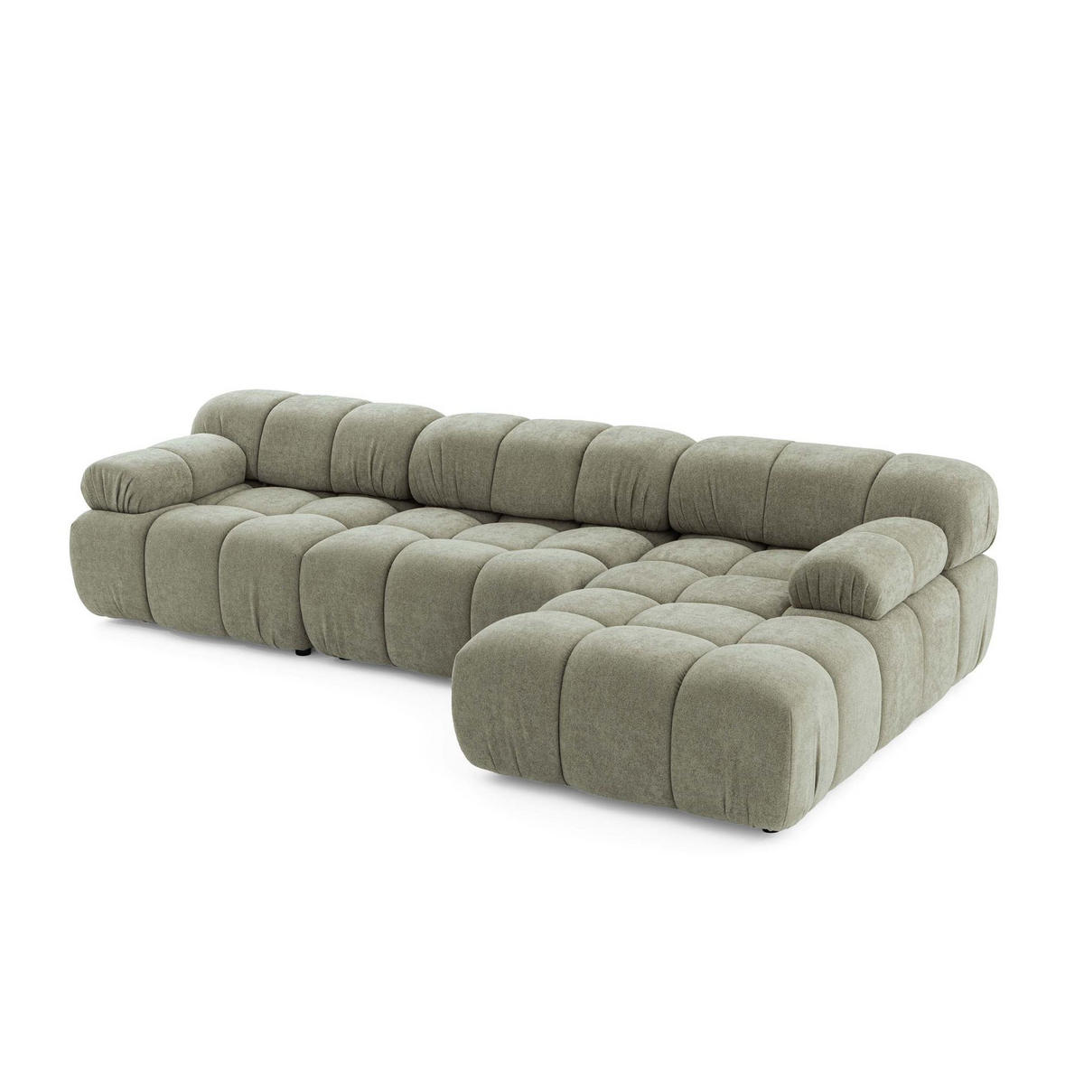 MODULARES Ecksofa MOMENTUM L, Rechts, Breite 282 cm, strukturierter Stoff, Grün - Chromfarben/Grün, Holz/Textil (155/282cm) - Muffo