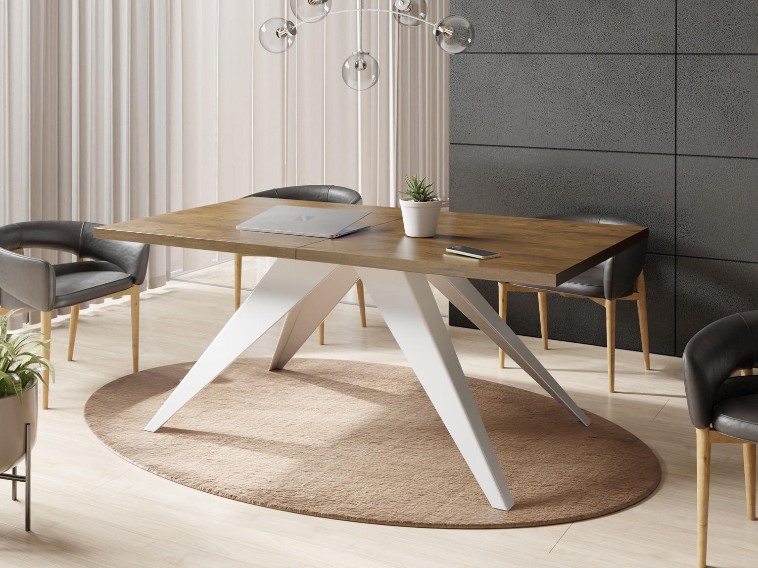  ESSTISCH Vance Weiß rechteckig ausziehbar, Lefkas Eiche 160-260/90/76 cm - Alteiche/Weiß, Holzwerkstoff/Metall (160/90/76cm) - WFL GROUP