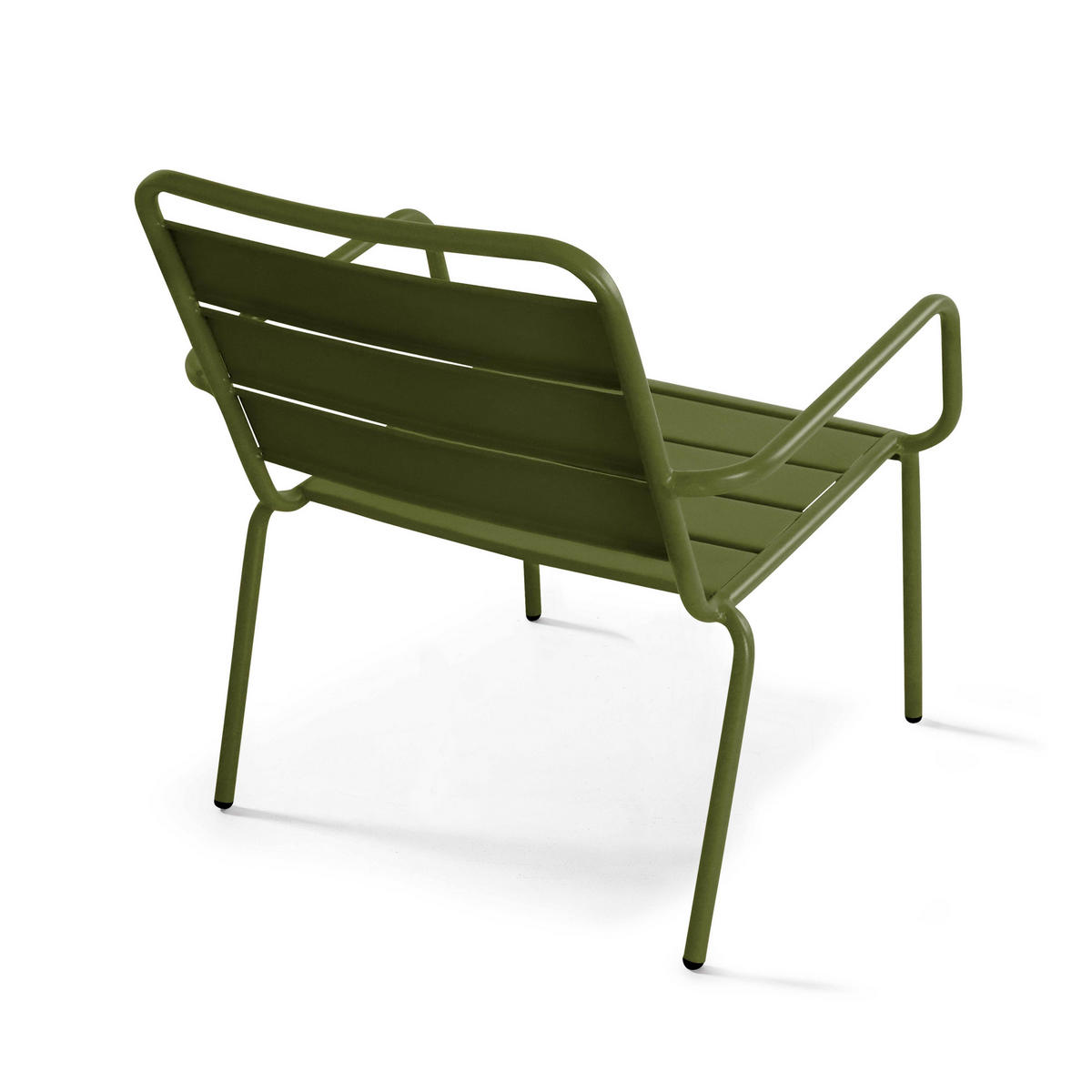 RELAXSESSEL MIT HOCKER 2-tlg., Khakigrün - Grün, Metall (64/72/60cm) - Oviala