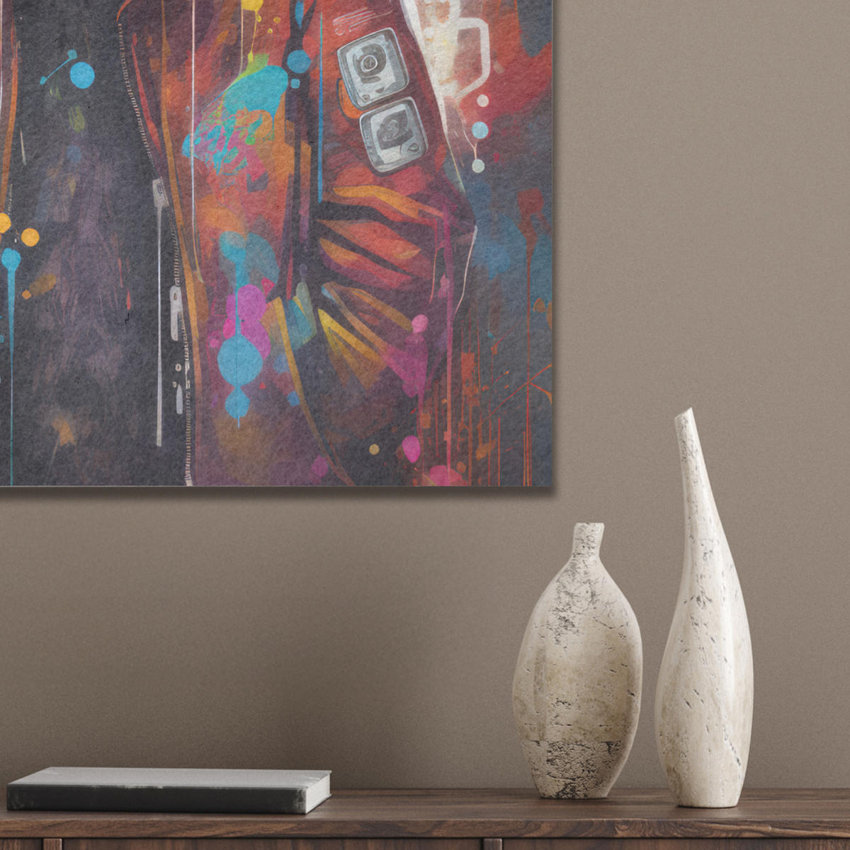 AKUSTIKBILD Panda - Jacke - Graffiti - Orange Kunstdruck Schlafzimmer 50x70 cm - Orange, Kunststoff (50/70/0.9cm) - MuchoWow