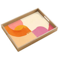 SERVÍROVACÍ PODNOS Tvary - abstraktní - barevné 50x35 cm - pomerančová, dřevo (50/5/5cm) - OnlyWow