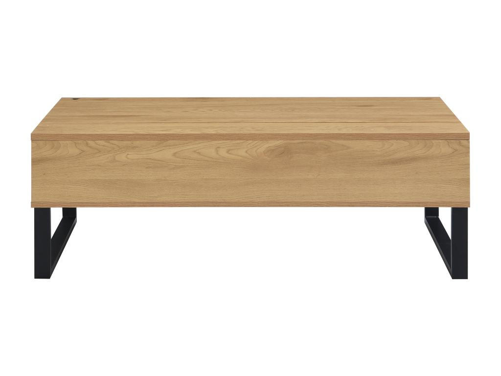 COUCHTISCH mit höhenverstellbarer Tischplatte - MDF & schwarzer Stahl - Holzfarben - SECALI - Naturfarben, Holz (110/60/38cm) - Vente-Unique