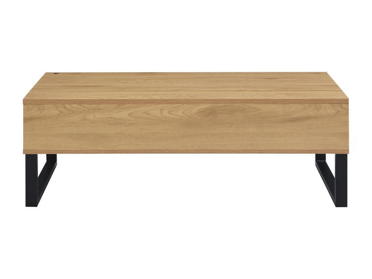 COUCHTISCH mit höhenverstellbarer Tischplatte - MDF & schwarzer Stahl - Holzfarben - SECALI - Naturfarben, Holz (110/60/38cm) - Vente-Unique