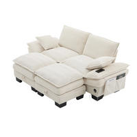 2-SITZER-SOFA DE-33751 modular mit 2 Hockern Beige - Beige, Metall (190/84/132cm) - ComfortXL