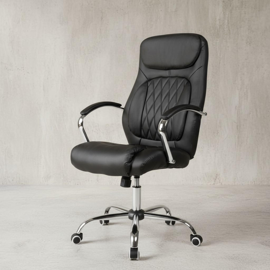 BÜROSTUHL ergonomisch gepolstert mit Wippmechanik & großem Fußkreuz, modernes Design - Silberfarben/Schwarz, Kunststoff/Textil (70/123/70cm) - KADIMA DESIGN