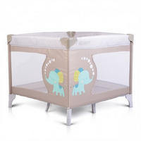 LAUFSTALL Giant grau beige 93 x 93 cm, klappbar, Babyreisebett, Tragetasche, Sichtfenster - Beige, Metall (93/77/93cm) - Moni