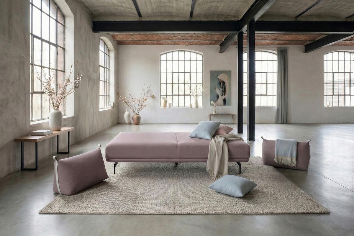 SCHLAFSOFA CANE Violett Webstoff - Violett/Schwarz, Textil/Metall (210/80/100cm) - KAWOLA