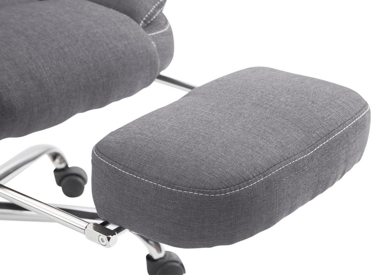 CHEFSESSEL Stoff Grau - Chromfarben/Grau, Textil/Metall (67/114/64cm) - CLP