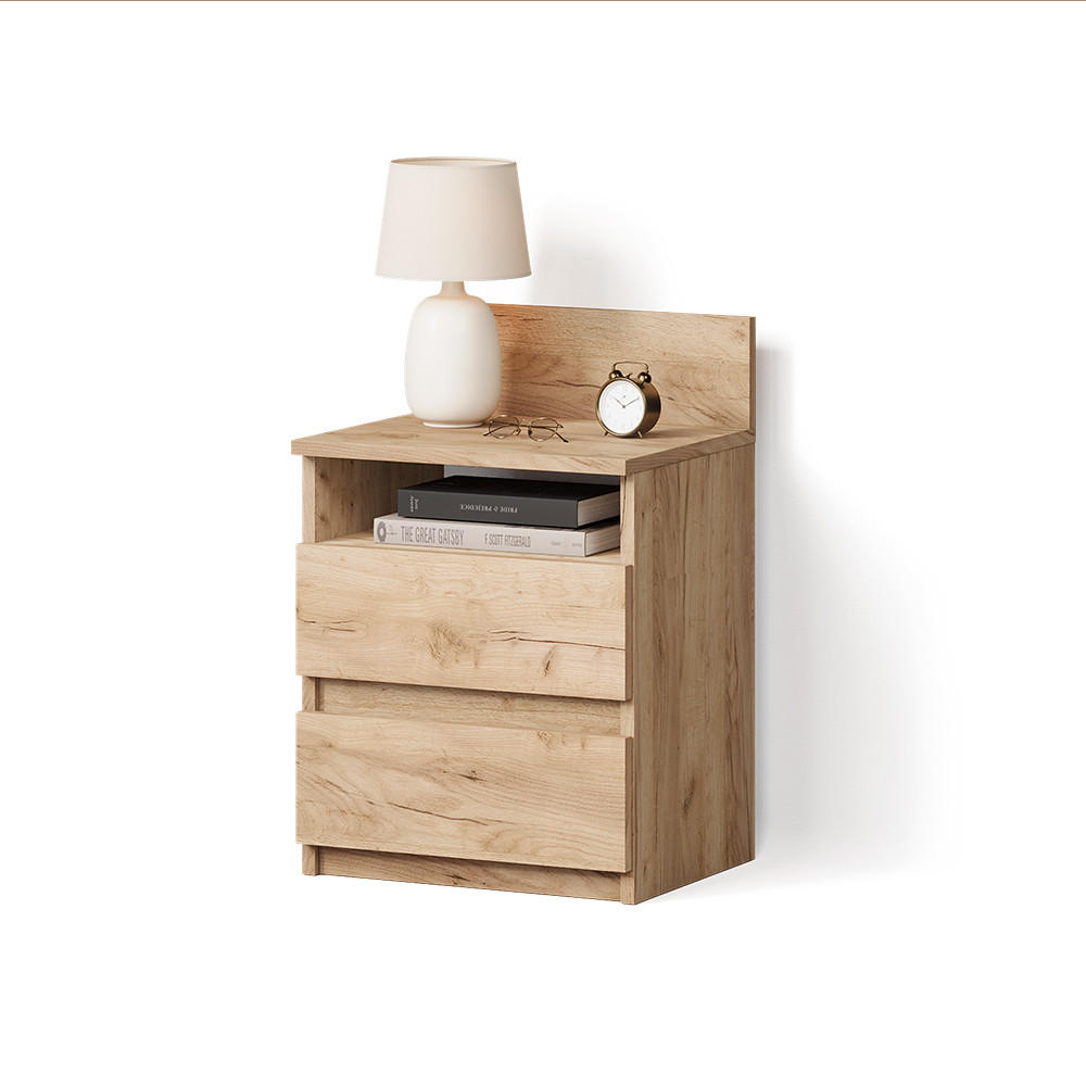 NACHTTISCH Roya, Goldkraft Eiche, 39.6 x 59.1 cm - Honigeiche, Holzwerkstoff (39.6/59.1/32.3cm) - Livinity®