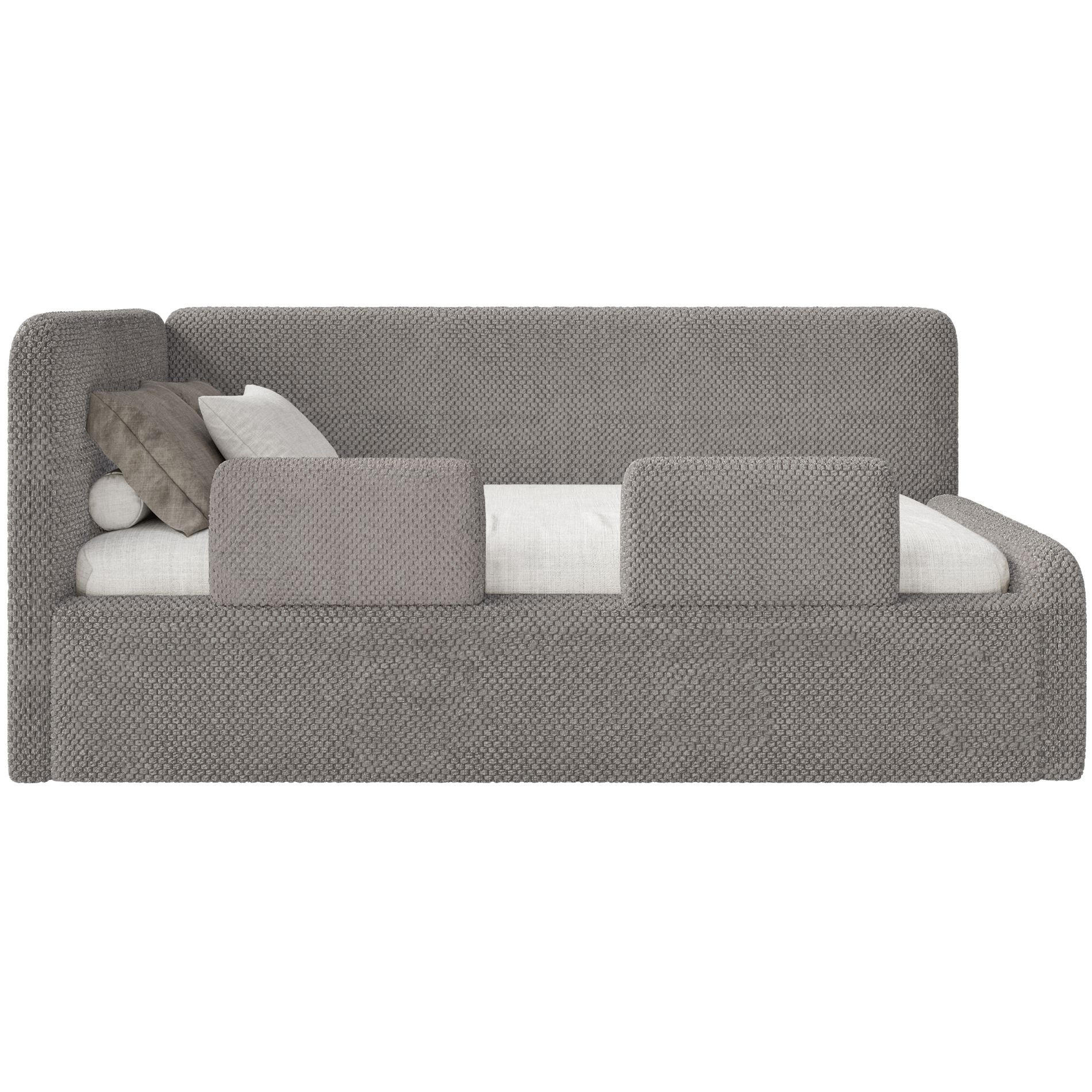 KINDERBETT Fanko Samt Taupe 90x200 cm - Graubraun/Schwarz, Kunststoff/Textil (90/200cm) - Selsey