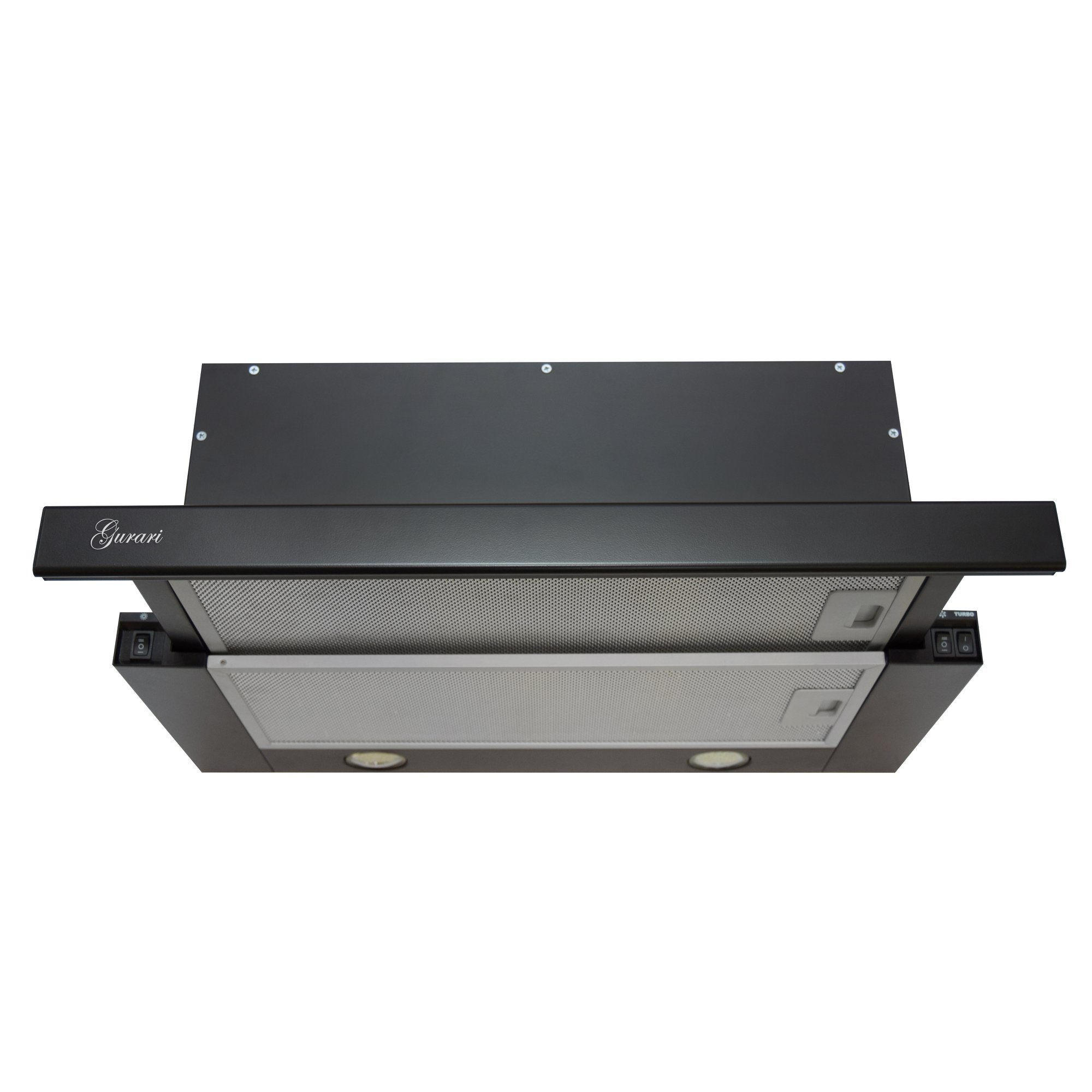 DUNSTABZUGSHAUBE GCH B 135 BL + umluftset, 60 cm Schwarz - Schwarz, Metall (60/24.3/30cm) - Gurari
