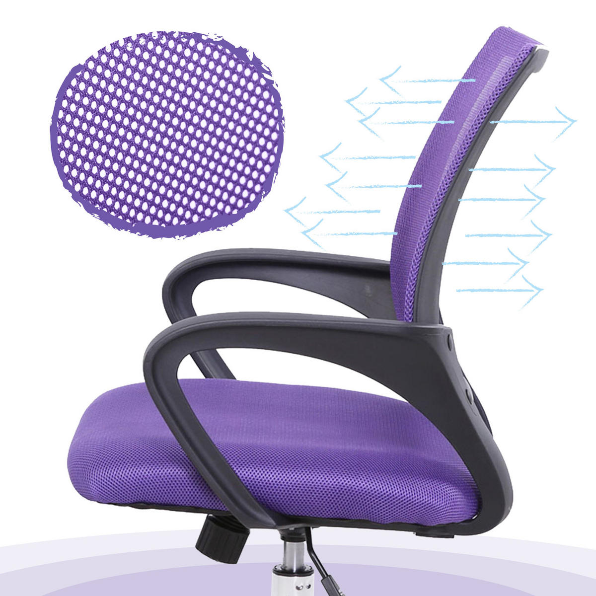 KINDERSCHREIBTISCHSTUHL CYDNEY Stoffbezug Lila - Violett/Lila, Textil (57/104/49cm) - SVITA