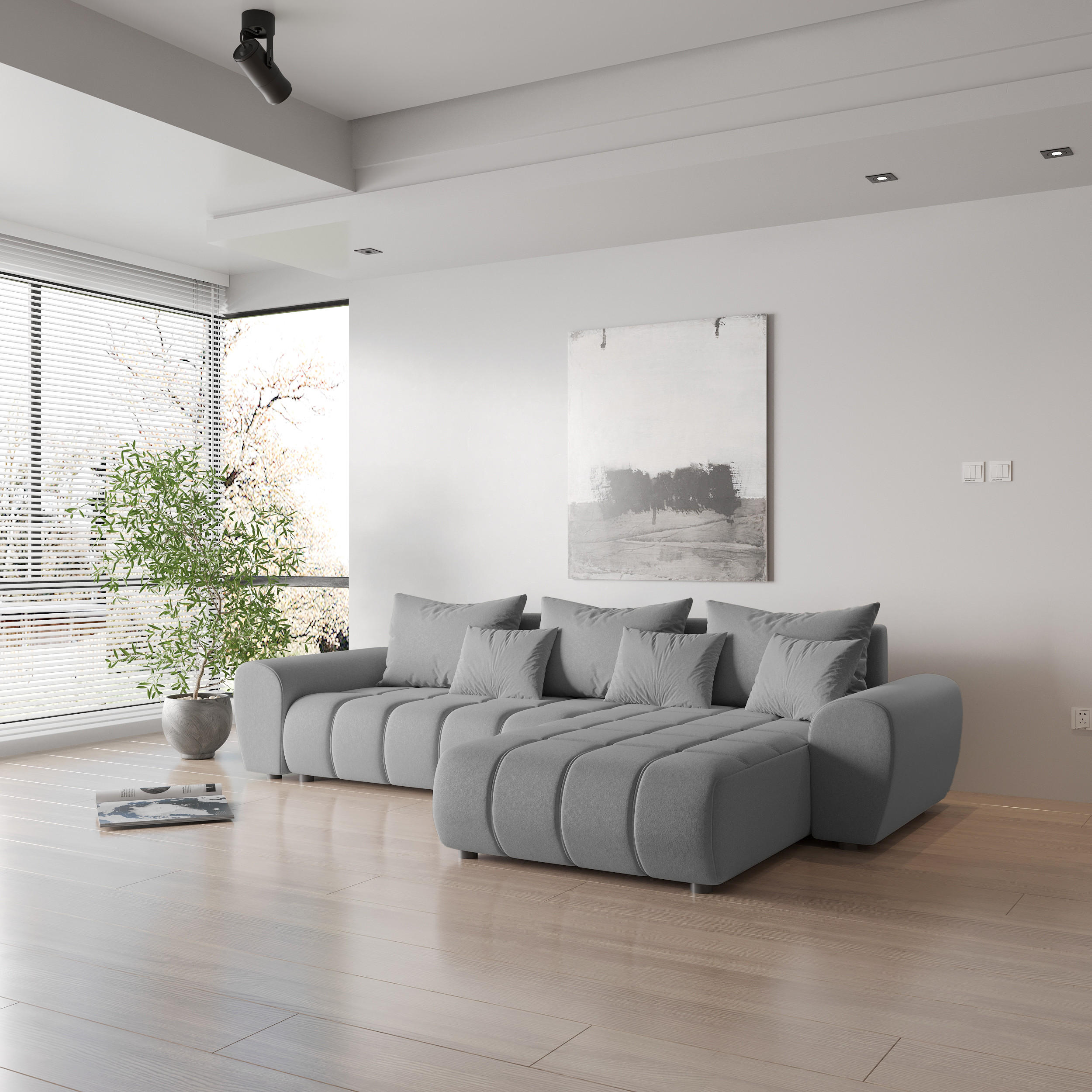 ECKSOFA Eide L mit Schlaffunktion, Grau - Grau, Textil (293/180cm) - Fedve