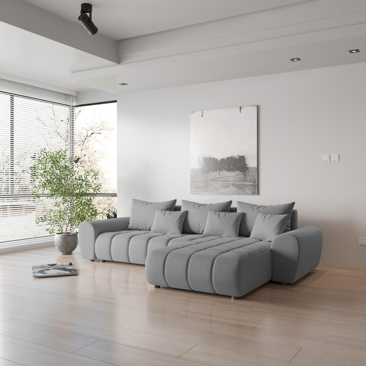 ECKSOFA Eide L mit Schlaffunktion, Grau - Grau, Textil (293/180cm) - Fedve