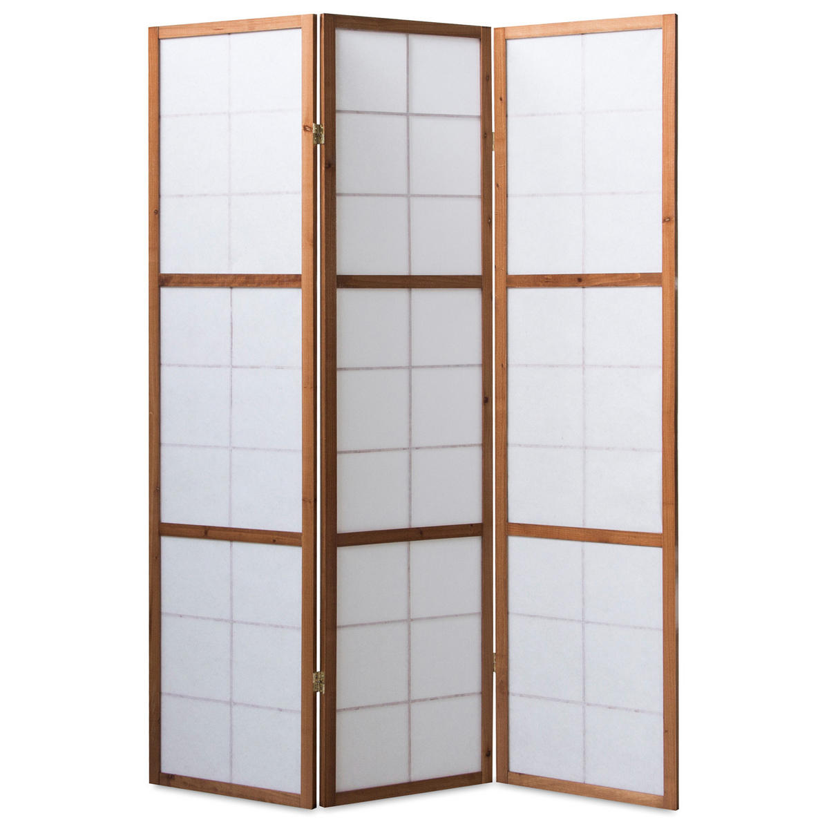 PARAVENT 3-tlg. 132/175 cm Braun Shoji - Braun, Holz (132/175/2cm) - Homestyle4u
