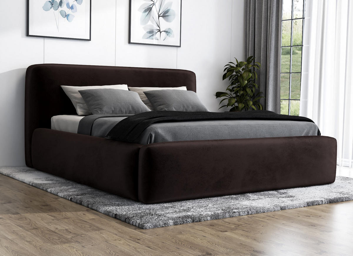 POLSTERBETT LUMO 120x200 Dunkelbraun - Dunkelbraun, Textil (120/200cm) - A&J MöbelLand
