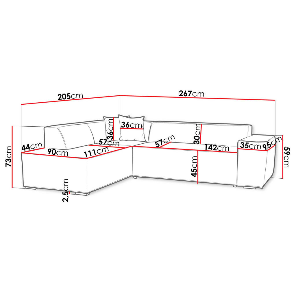 Thumbnail - Mirjan24 Ecksofa, Natur, Textil, 5-Sitzer, L-Form,L-Form, 267x205 cm, Wohnzimmer, Sofas & Couches, Wohnlandschaften, Eck...