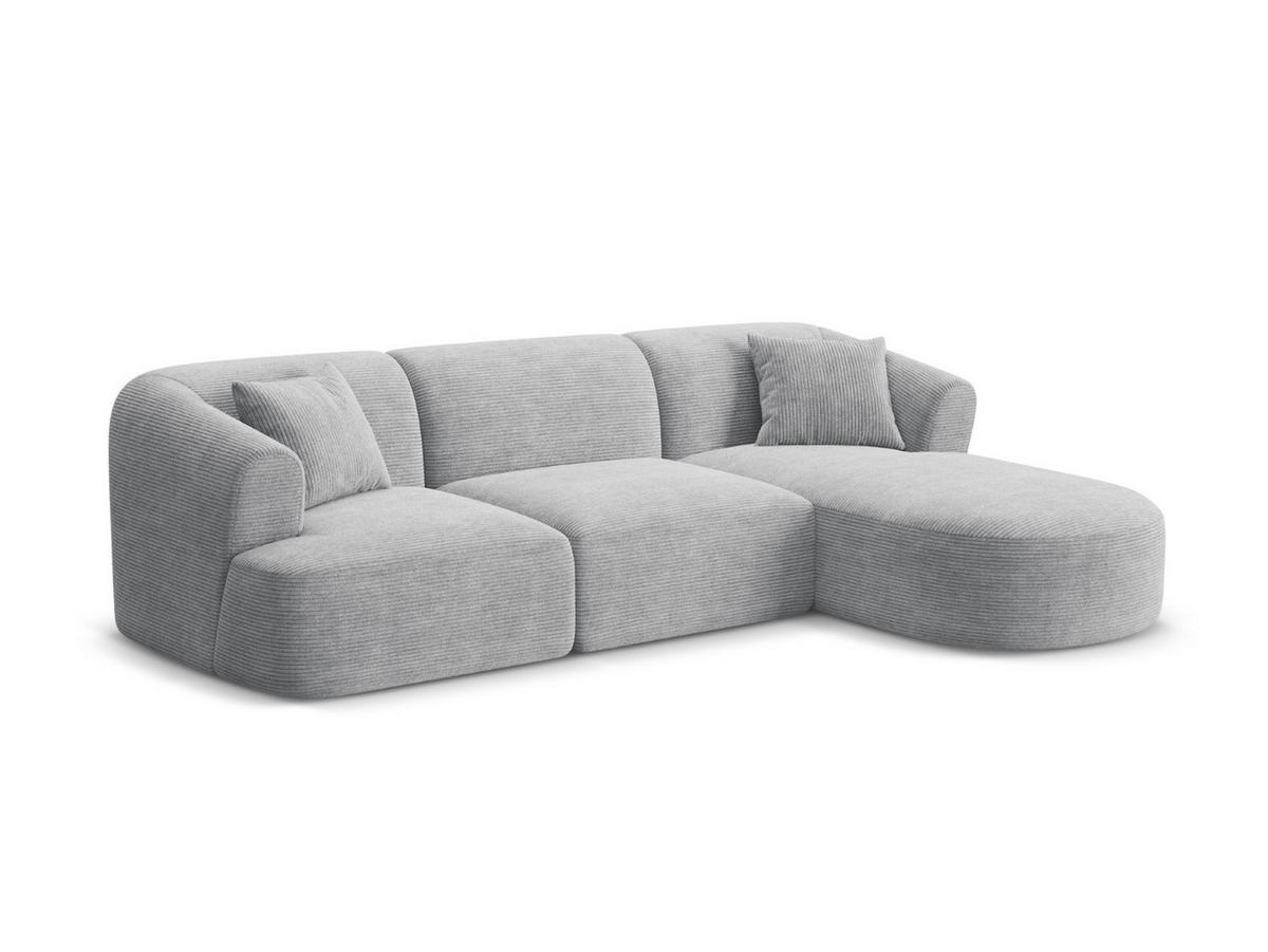 MODULARES-ECKSOFA rechts Campi aus Cord silber 4 Sitzplätze - Silberfarben, Textil (156/256cm) - Cosmopolitan Design
