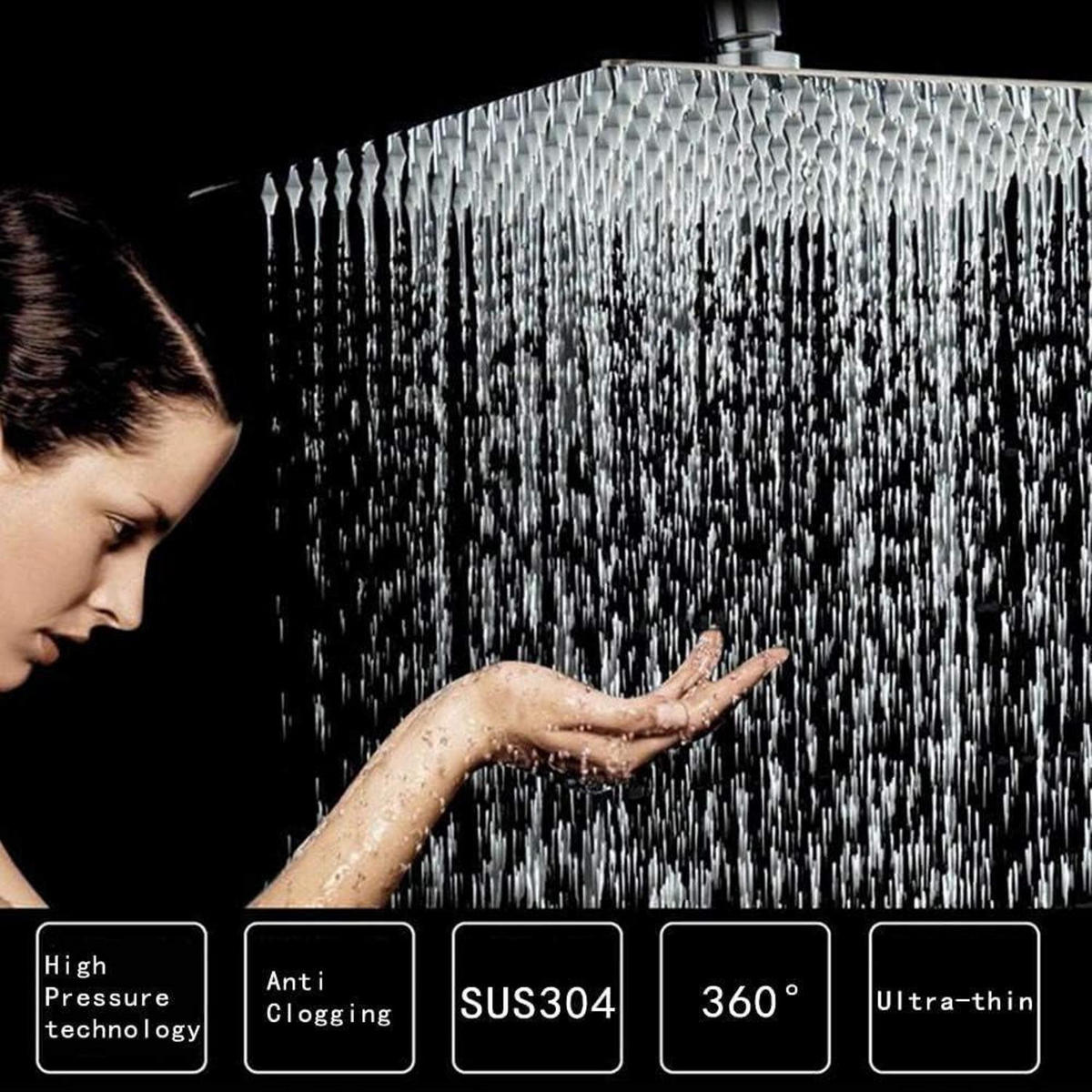 DUSCHKOPF Regendusche 25 cm Eckig Edelstahl Chrom - Silberfarben, Metall (25/12.7/25cm)