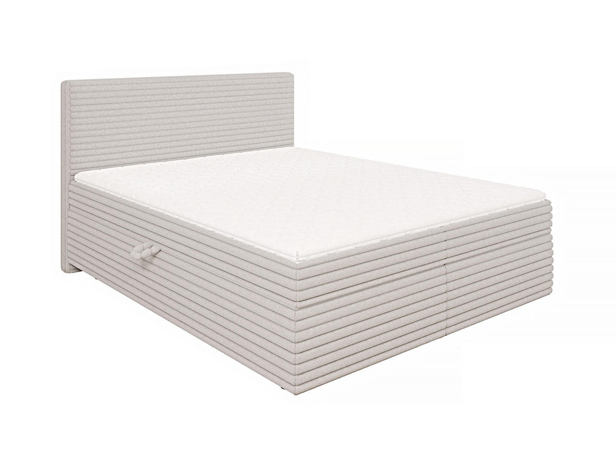 BOXBETT Roma 160/200 cm Hellgrau Plüschcord - Hellgrau/Schwarz, Holz/Kunststoff (160/200cm) - S-Style Möbel
