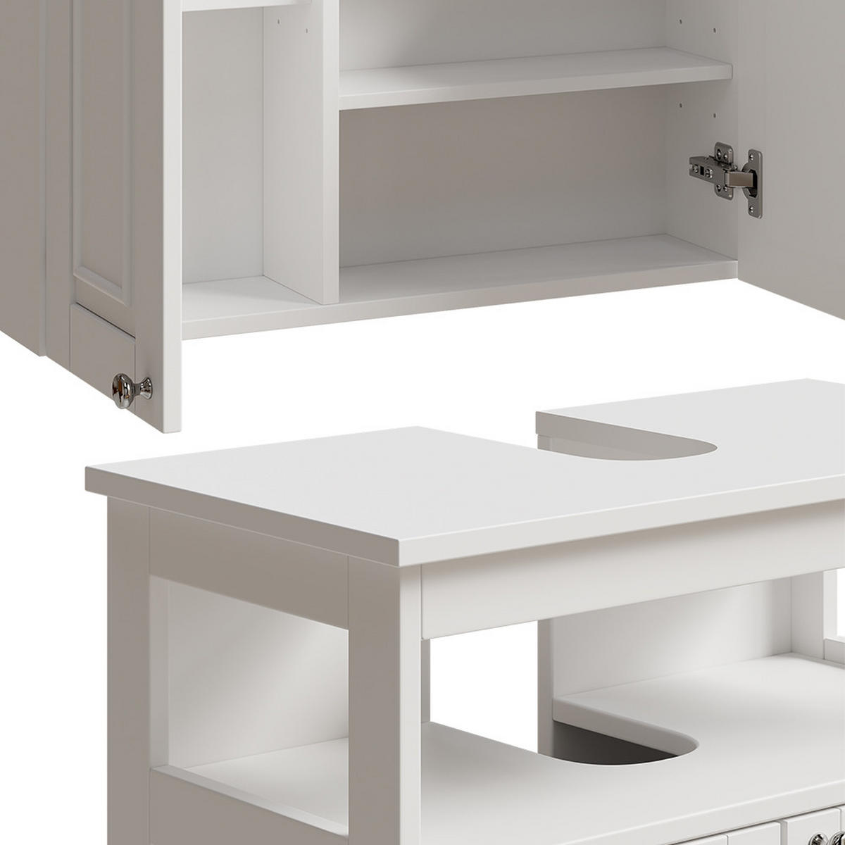 KUPAONSKI SET 4 KOMADA Vanity Bijela 4 dijela - bijela, drvni materijal (60/65/30cm) - Vicco