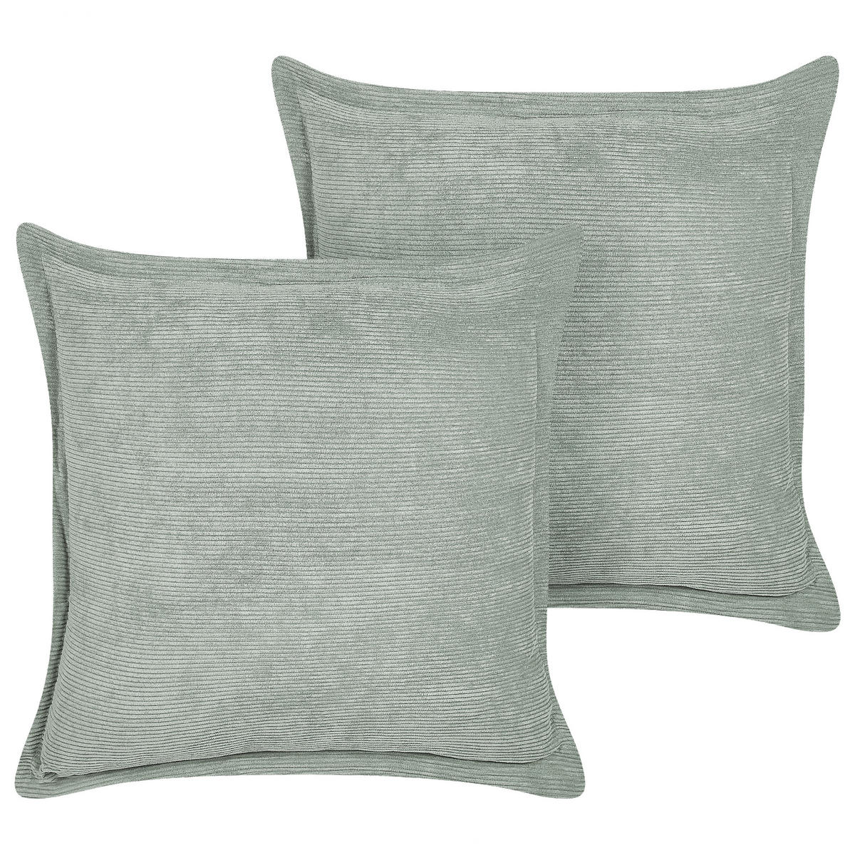 DEKOKISSEN CORD 2er-Set Hellgrün 43/43 cm Zinnia - Hellgrün, Textil (43/43cm) - Beliani