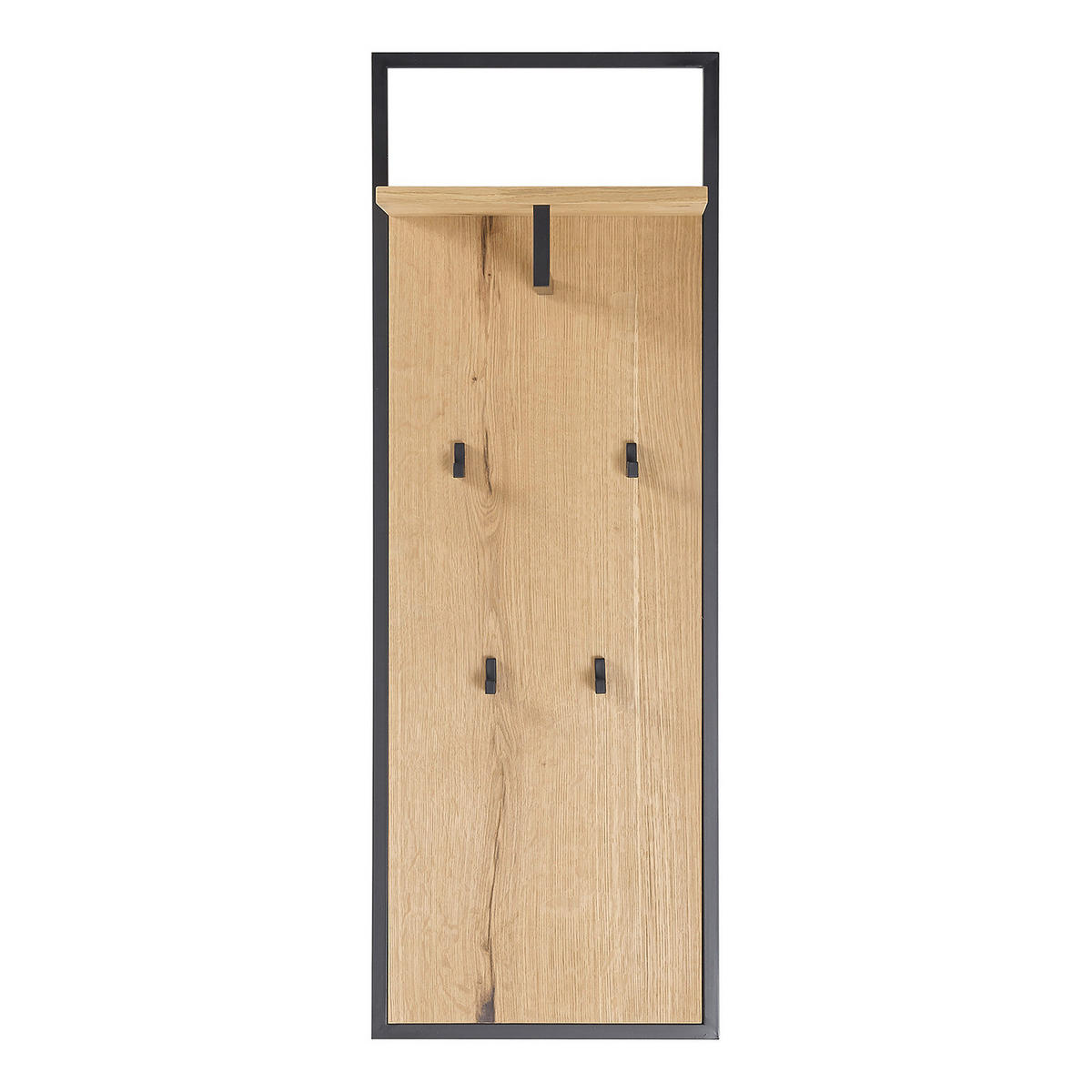 GARDEROBENPANEEL - Echtholzfurnier / Metall - Risseiche / Schwarz - 44 cm - Eichefarben, Holzwerkstoff/Metall (44/125/27cm) - home24