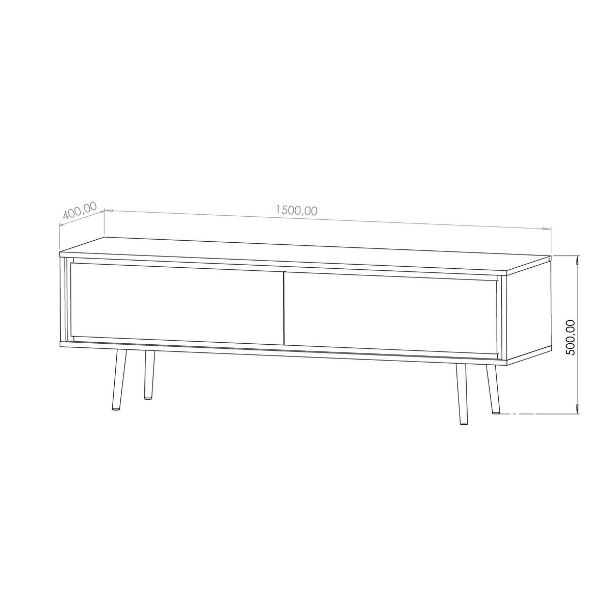 LOWBOARD Lori mit 2 Türen, Push-to-open-Öffnung, schwarz - Schwarz, Holzwerkstoff/Metall (150/40/40cm) - Beautysofa