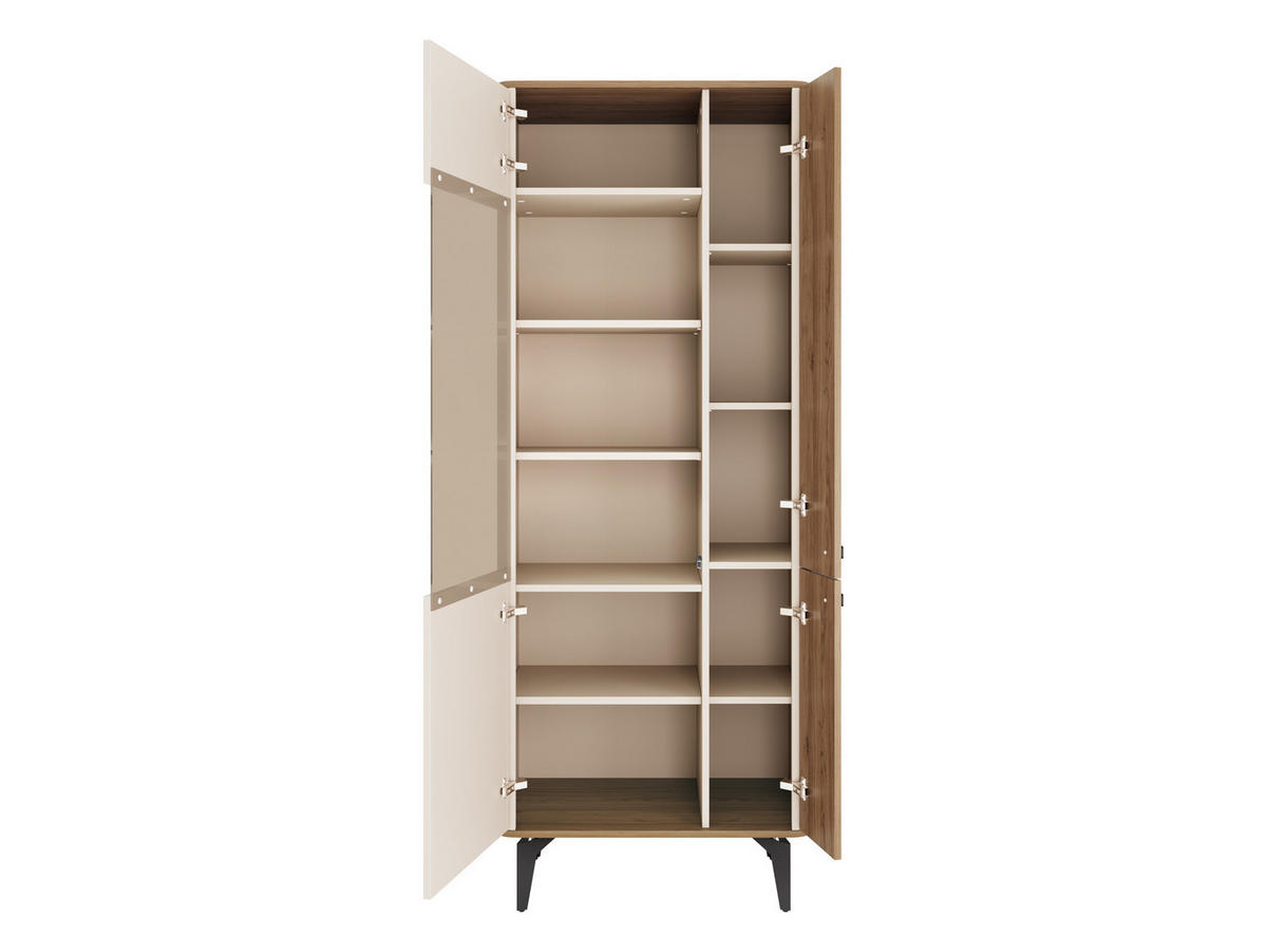 VITRINE Aurena AU02 - Kaschmir/Nussbaumfarben, Holzwerkstoff/Metall (74/190/41cm) - MIRJAN24
