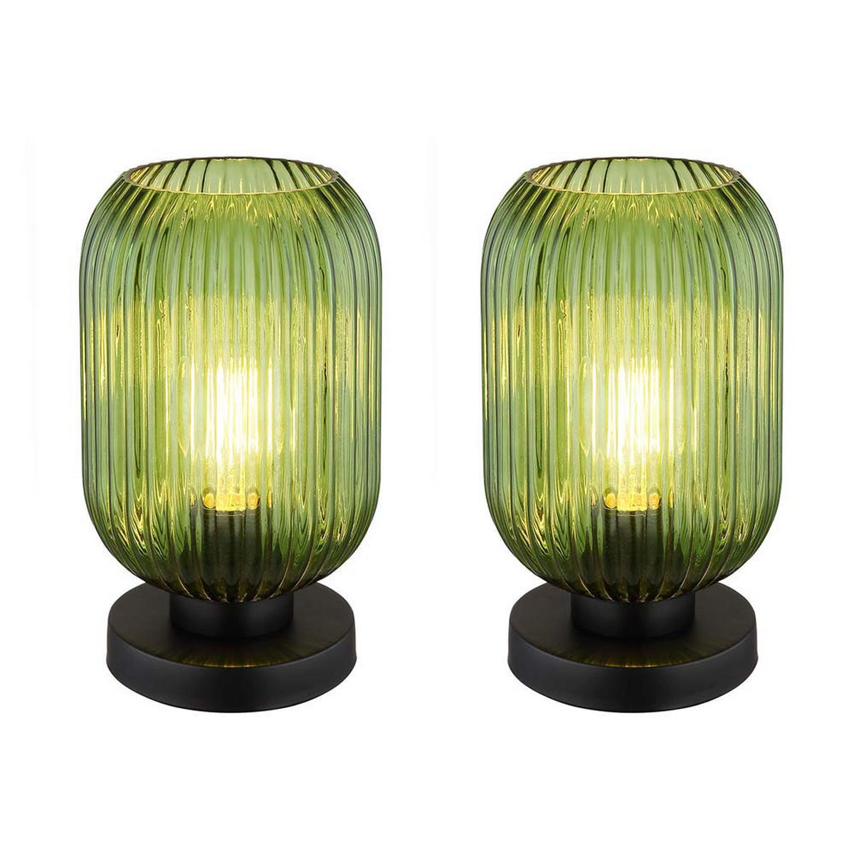 TISCHLEUCHTE NORMY Metall Schwarz Grün - Grün, Glas (14/14/24cm) - Globo Lighting