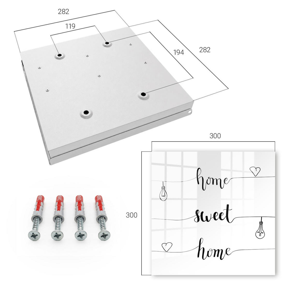 SCHLÜSSELBOX Weiß 30x30 cm – Türöffnung nach rechts - Schönes Zuhause - Multicolor, Metall (30/30/5cm) - TULUP