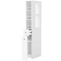 BADEZIMMERSCHRANK MDF Weiß - Silberfarben/Weiß, Holzwerkstoff/Metall (18/135/40cm) - HOMCOM