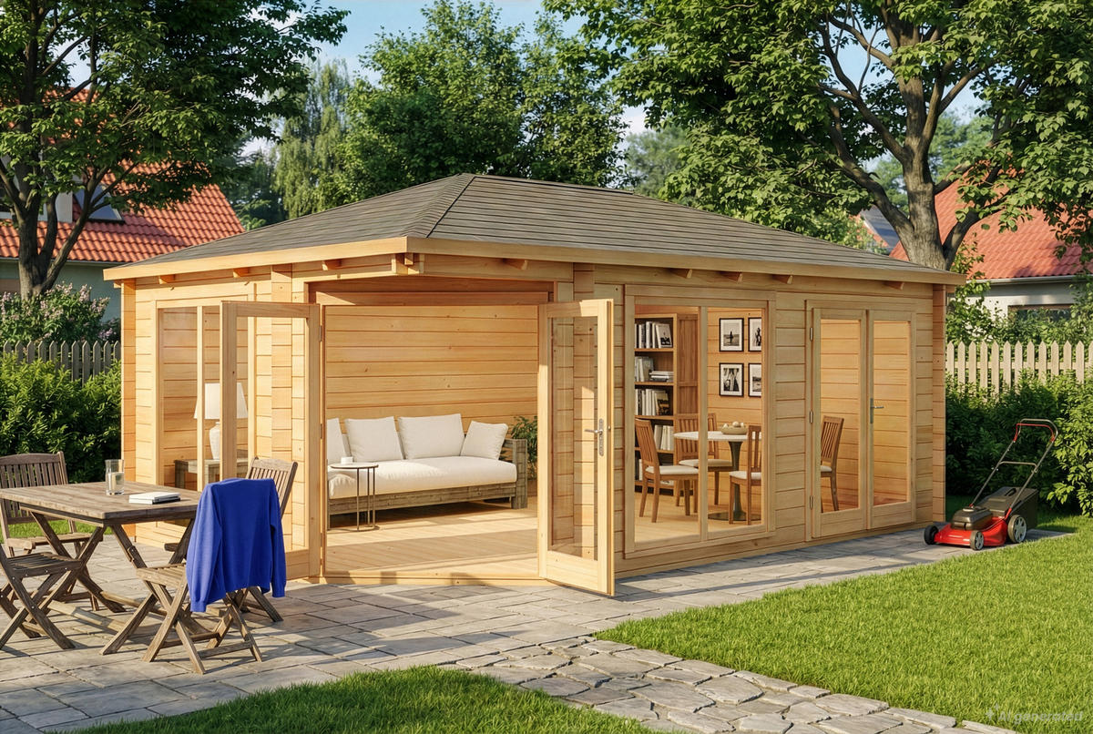 GARTENHAUS Holz Julia - Naturfarben, Holz (598/281/410cm) - Alpholz