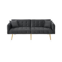 SOFABETT Zweisitzer Samt 2-in-1 mit verstellbarer Rückenlehne Antikgrau 178/82/70 cm - Grau, Textil (82/70/178cm) - Redom