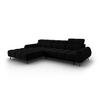 ELEKTRISCHES-ECKSOFA links Alyse aus Samt schwarz 5 Sitzplätze - Schwarz, Textil (188/295cm) - Micadoni