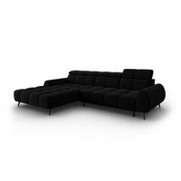 ELEKTRISCHES-ECKSOFA links Alyse aus Samt schwarz 5 Sitzplätze - Schwarz, Textil (188/295cm) - Micadoni