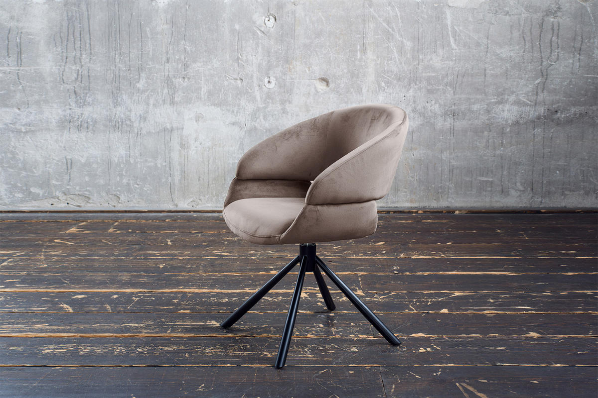 ESSZIMMERSTUHL LARA Taupe Velvet - Taupe/Schwarz, Kunststoff/Textil (61/82/62cm) - KAWOLA