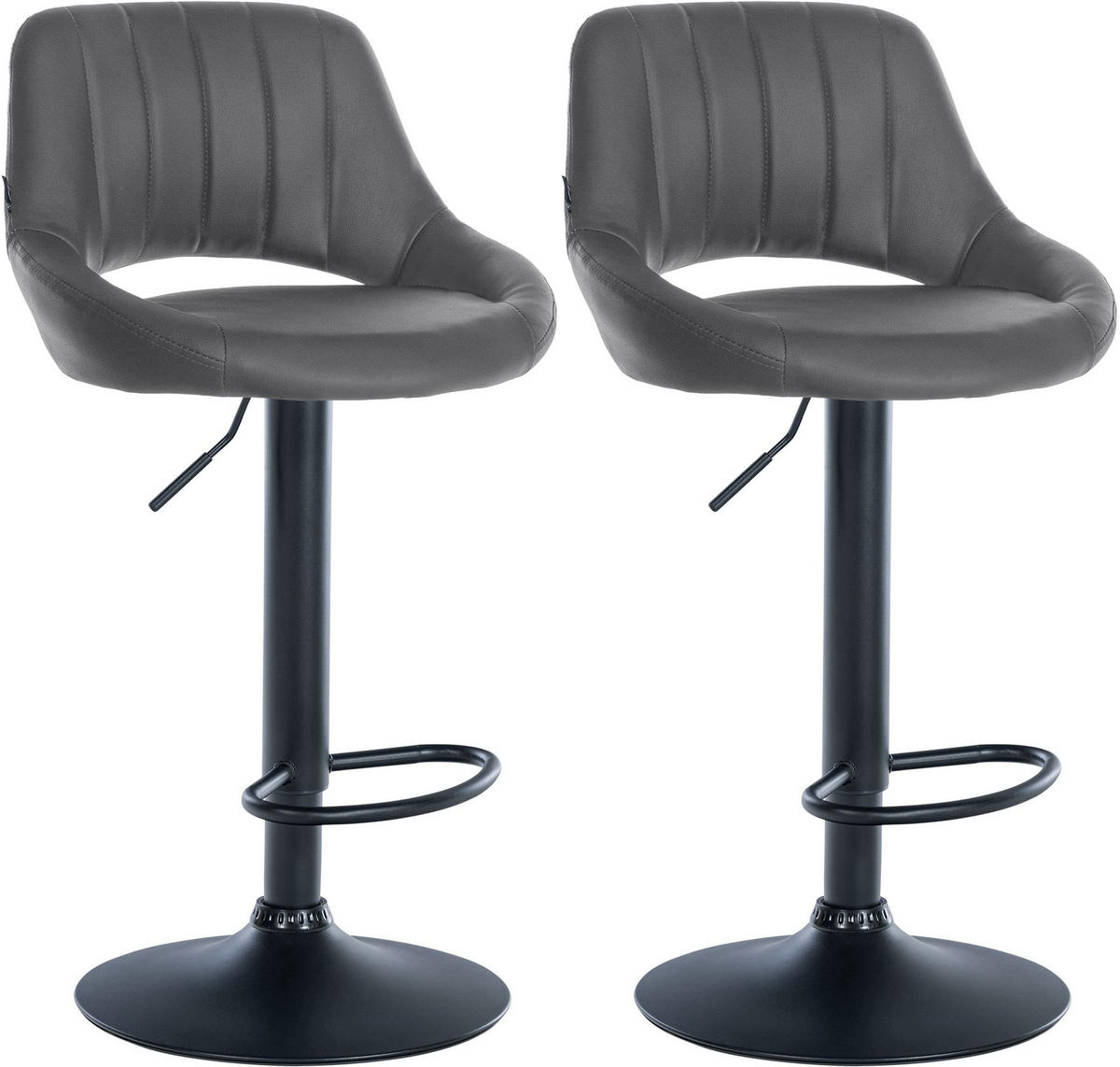BARHOCKER 2er Set Lederlook grau - Grau, Textil (47/85/48cm) - CLP