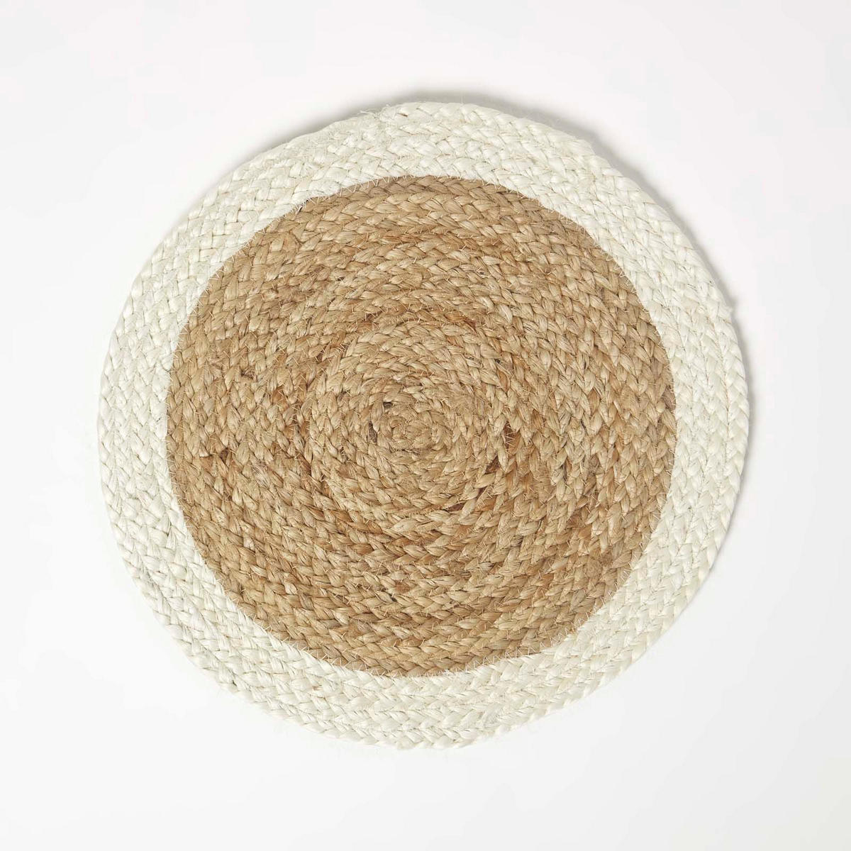 JUTE-TISCHSET creme-natur, 4er-Set Platzsets rund geflochten, 40 cm - Naturfarben/Weiß, Naturmaterialen (40/40cm) - Homescapes