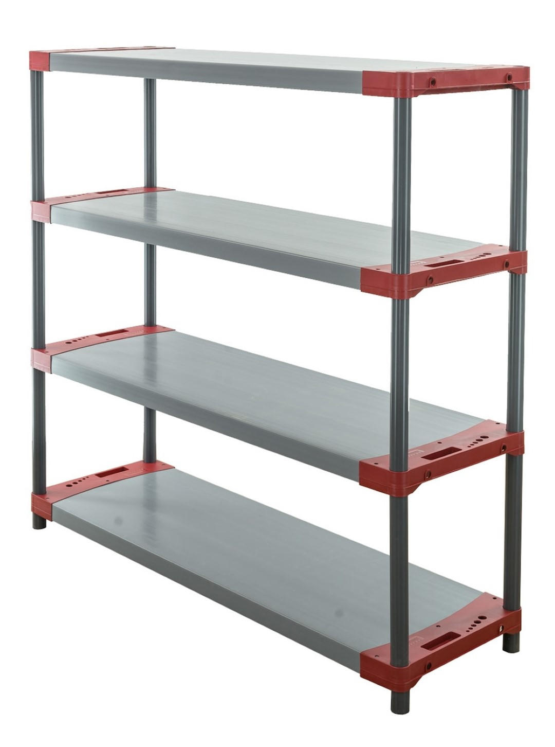 KUNSTSTOFFREGAL GREY BEAR Low 138x150x46cm Fachlast 70kg Grau-Rot - Rot, Kunststoff (150/138/46cm) - PROREGAL