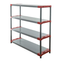 KUNSTSTOFFREGAL GREY BEAR Low 138x140x46cm Fachlast 70kg Grau-Rot - Rot, Kunststoff (140/138/46cm) - PROREGAL
