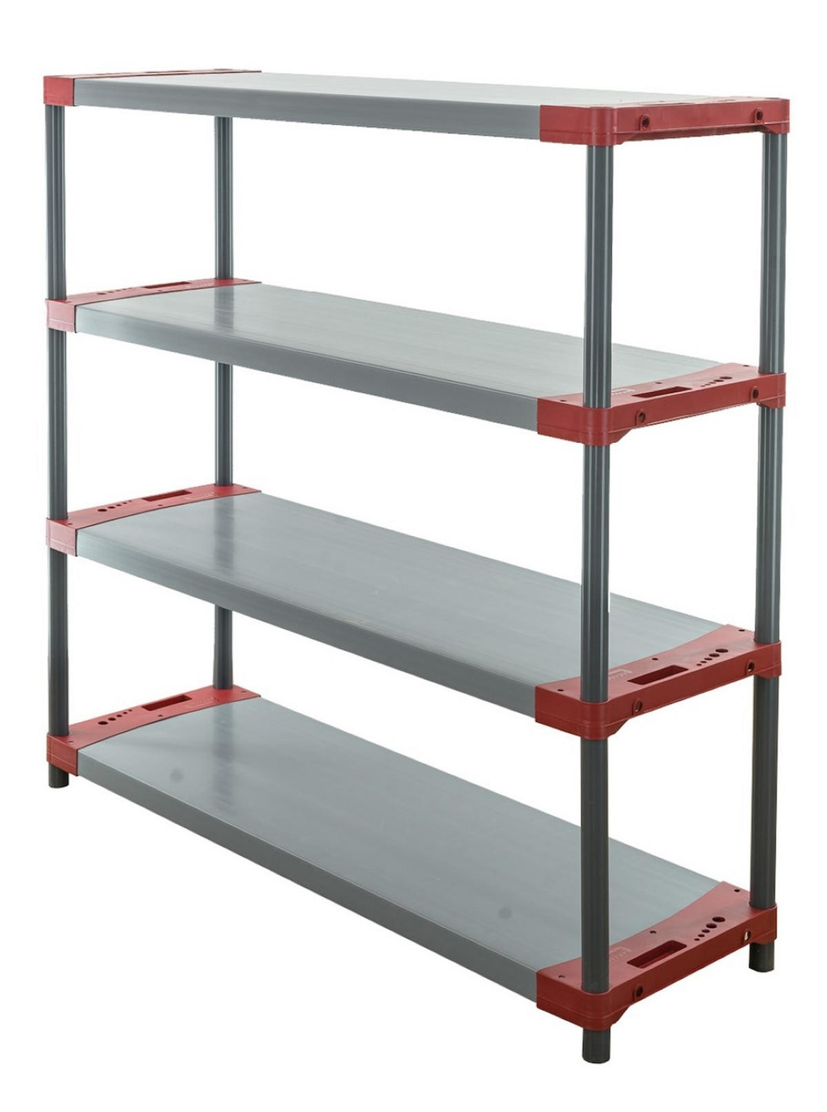 KUNSTSTOFFREGAL GREY BEAR Low 138x140x46cm Fachlast 70kg Grau-Rot - Rot, Kunststoff (140/138/46cm) - PROREGAL