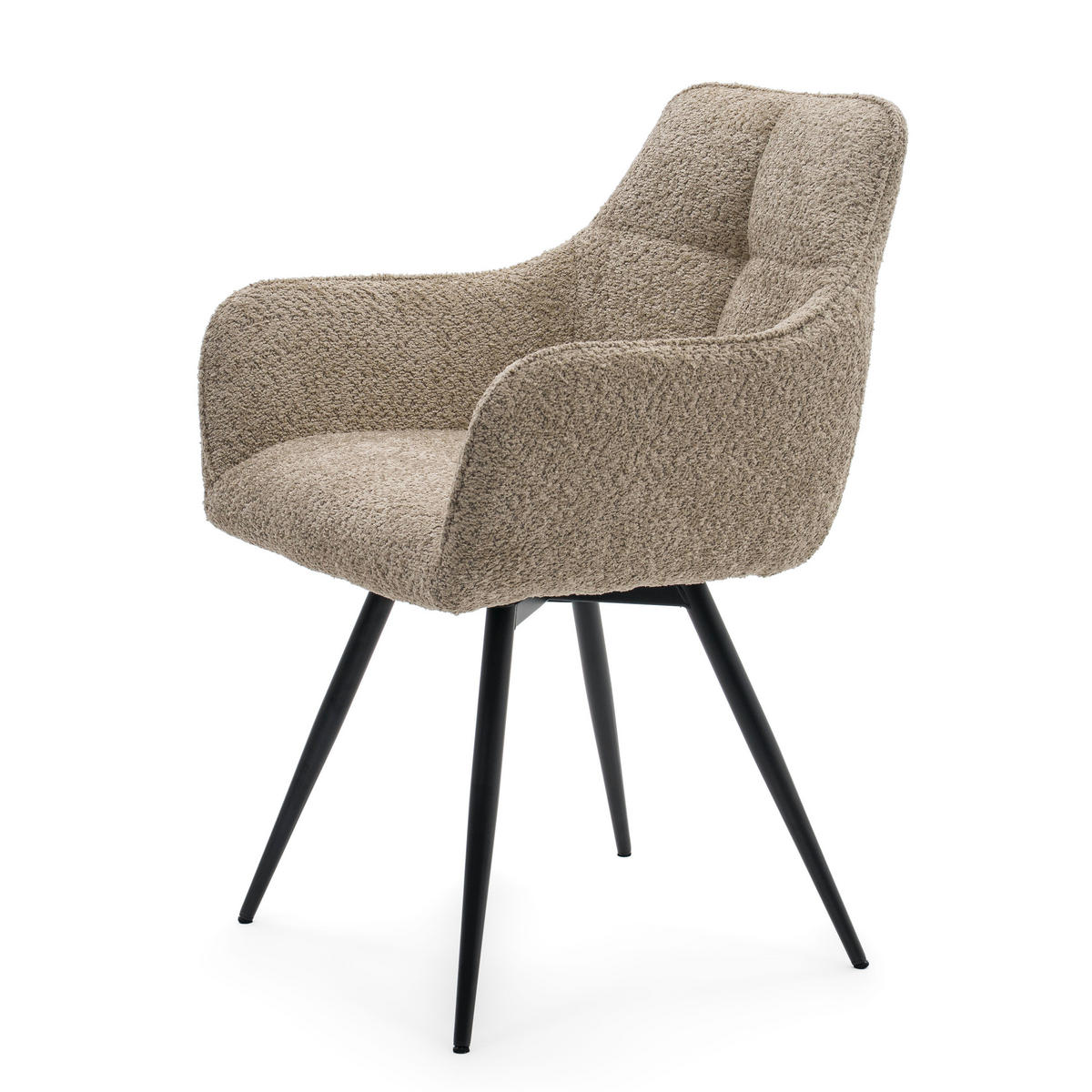 STUHL QUATTRO drehbar gepolsterter mit Steppung - beige - Boucle - Beige/Schwarz, Textil/Metall (58/86/60cm) - NEW HOME