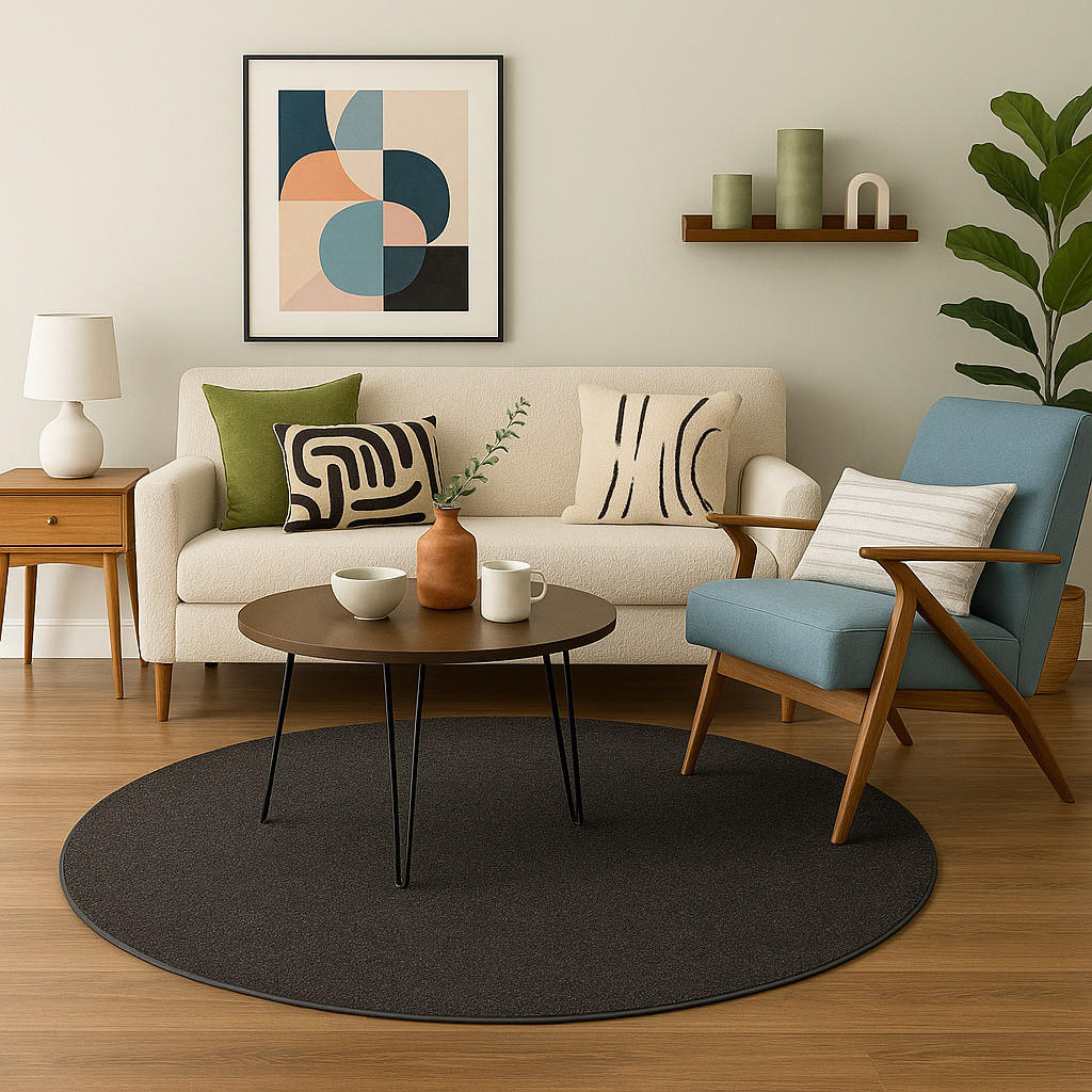 HOCHFLOR VELOURS TEPPICH MONA RUND - Anthrazit, Textil (100/100cm) - Snapstyle