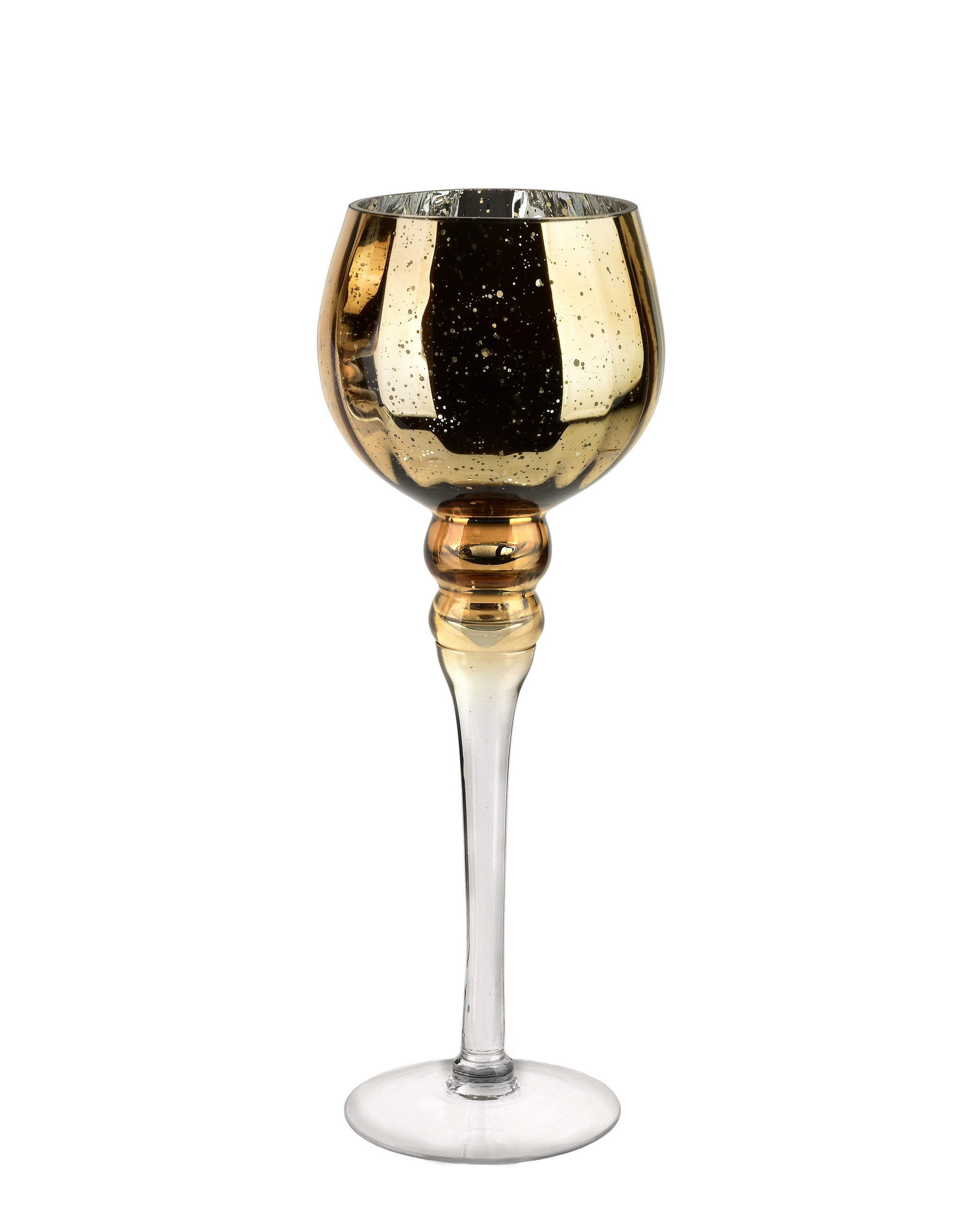 KERZENHALTER Donna Gold 14x14x37 cm Glas - Goldfarben, Glas (14/37/14cm) - Mondex