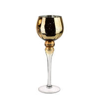 KERZENHALTER Donna Gold 14x14x37 cm Glas - Goldfarben, Glas (14/37/14cm) - Mondex