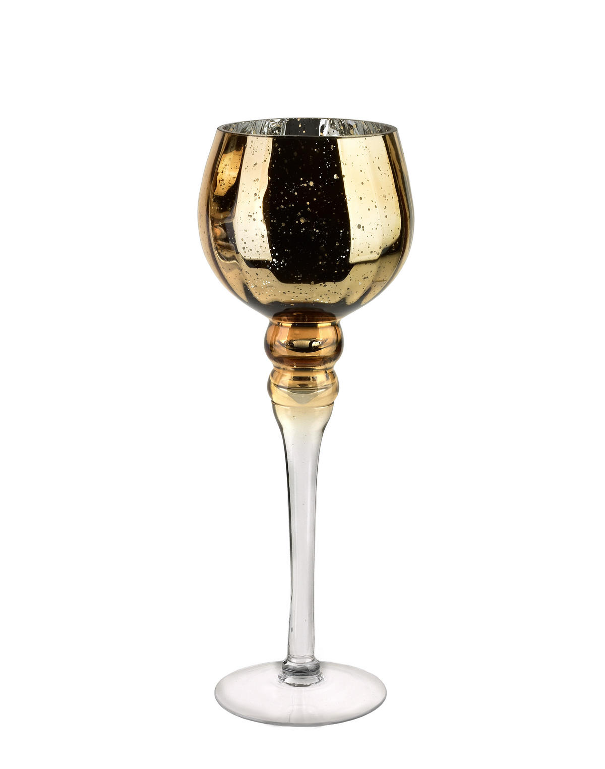 KERZENHALTER Donna Gold 14x14x37 cm Glas - Goldfarben, Glas (14/37/14cm) - Mondex