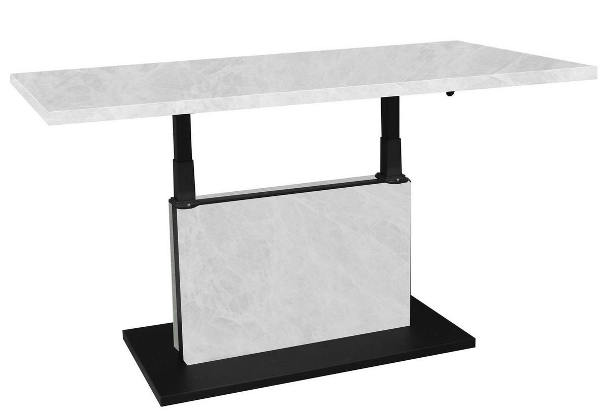 COUCHTISCH Höhenverstellbar Else 4 120x49x70 Holz Keramikoptik Weiß - Hellgrau/Schwarz, Holzwerkstoff (120/70/49cm) - 58aufmkessel