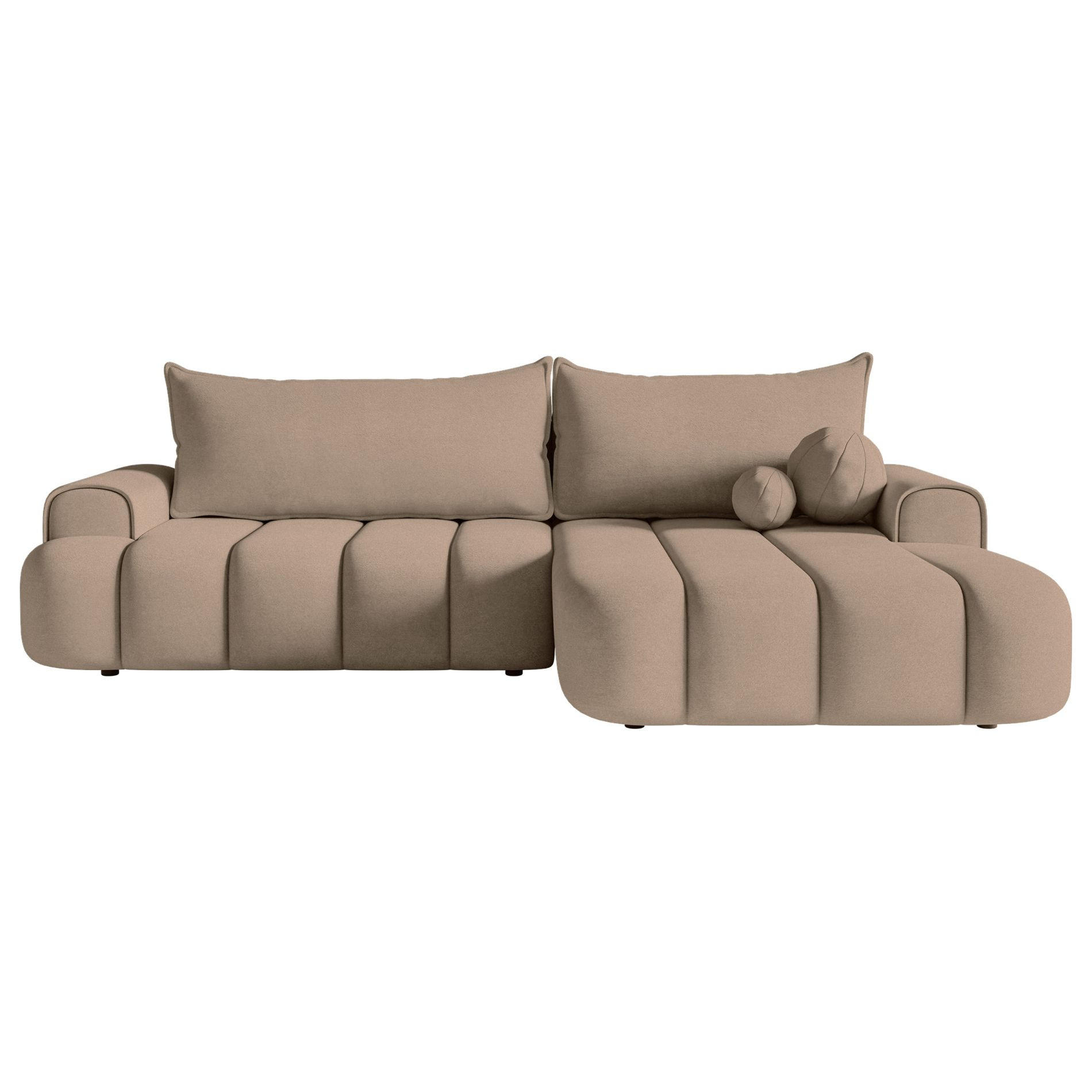 ECKSOFA Dandelino Dunkelbeige mit Samtbezug, rechts - Beige/Schwarz, Kunststoff/Textil (275/168cm) - Selsey