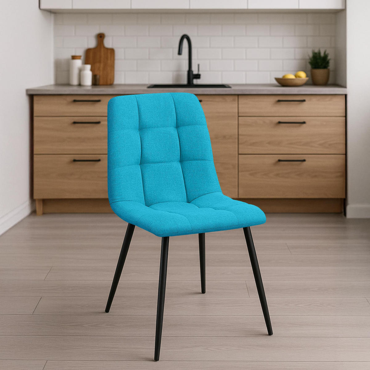 STUHL Stoff Türkis - Türkis, Textil/Metall (45/84/55cm) - CLP